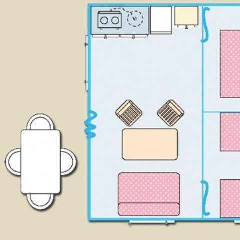 Glamping tent 6 persons - Fitted TENT 20m² 2 bedrooms (without sanitary facilities) 5 people