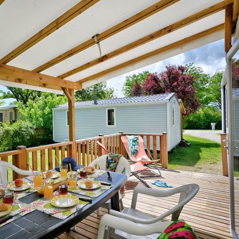 Mobile home 6 persons - Comfort mobile home 29m² 3 bedrooms + covered terrace + air conditioning + TV 6 pers