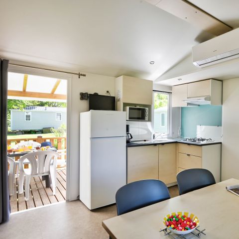 Mobile home 6 persons - Comfort mobile home 29m² 3 bedrooms + covered terrace + air conditioning + TV 6 pers