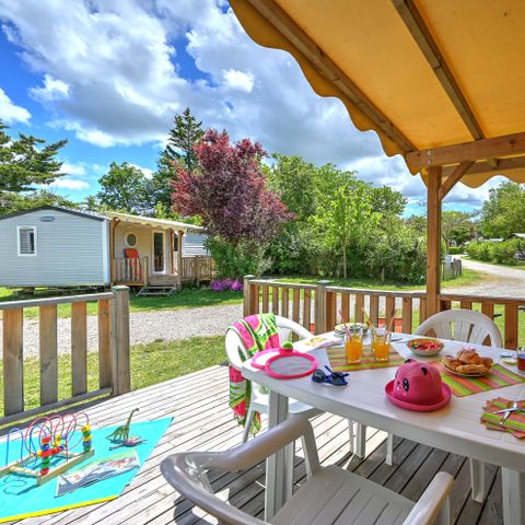 Mobile home 4 persons - Comfort Mobile-home 27m² 2 bedrooms + covered terrace + air conditioning + TV 4 pers