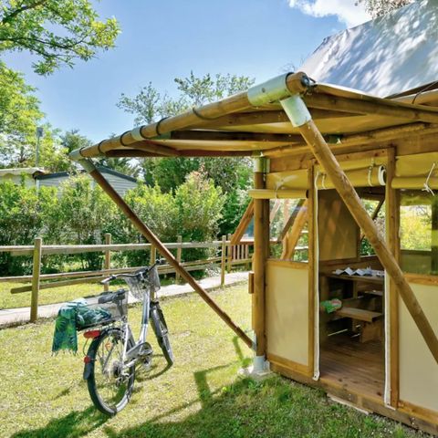 Canvas and wooden tent 2 persons - BIVOUAC PERCHE CYCLO Without sanitary facilities