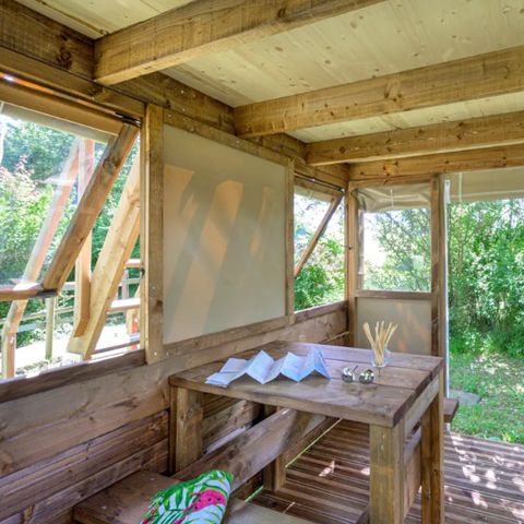 Canvas and wooden tent 2 persons - BIVOUAC PERCHE CYCLO Without sanitary facilities