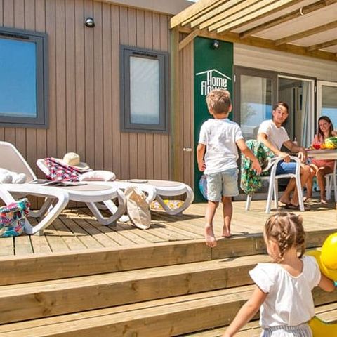 Mobile home 6 persons - COTTAGE Premium 35m² 3 bedrooms + TV + Dishwasher + air conditioning + XL semi-covered terrace 1/6 pers