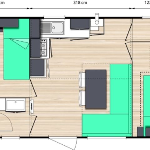 Mobile home 4 persons - Le Chêne (2 rooms) + large terrace + TV free WIFI*.