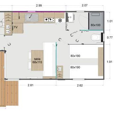MOBILE HOME 4 people - L'ACACIA (2 bedrooms) latest generation (2023) - built-in terrace - TV