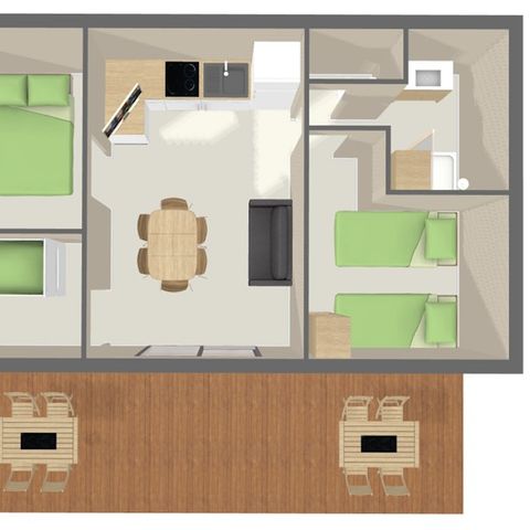 CHALET 7 people - COMFORT 48 m² (3 bedrooms) with covered terrace 16m².