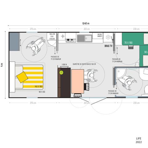 MOBILE HOME 4 people - 30m² mobile home (2 bedrooms) + large 15m2 semi-covered terrace - PRM access