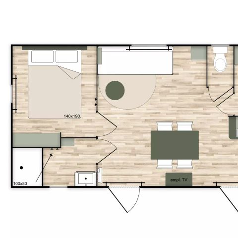 MOBILE HOME 6 people - 3-room mobile home sleeps 6 - TV