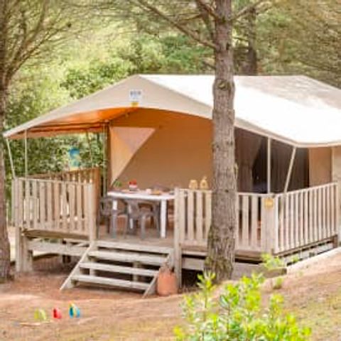 CANVAS AND WOOD TENT 6 people - Tent 5p 2ch ** (in French)