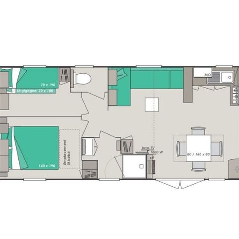 Mobile home 8 persons - Mobil-home Confort 8 people 4 bedrooms 37m² - mobile home for 8 people