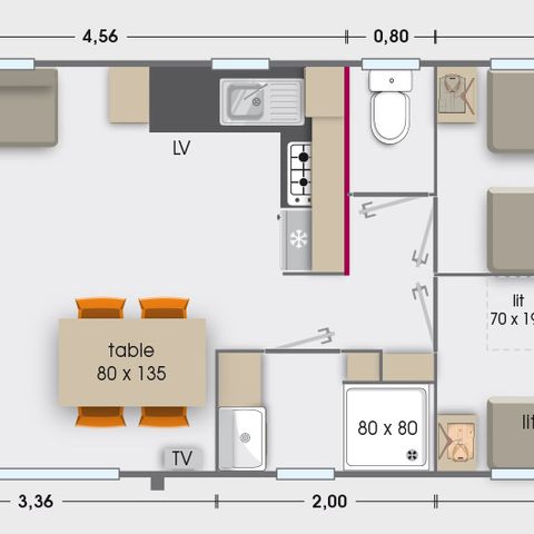 MOBILE HOME 6 people - 6 pers 2 sdb air conditioning