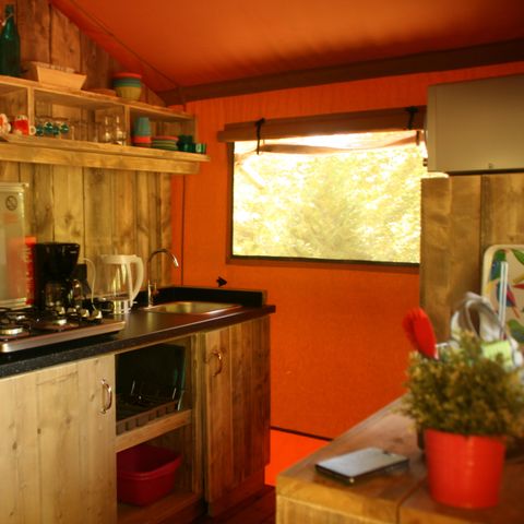 Canvas and wooden tent 5 persons - SAFARI WOODY (without sanitary facilities)
