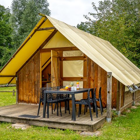 Canvas and wooden tent 6 persons - Trappeur 3 bedrooms