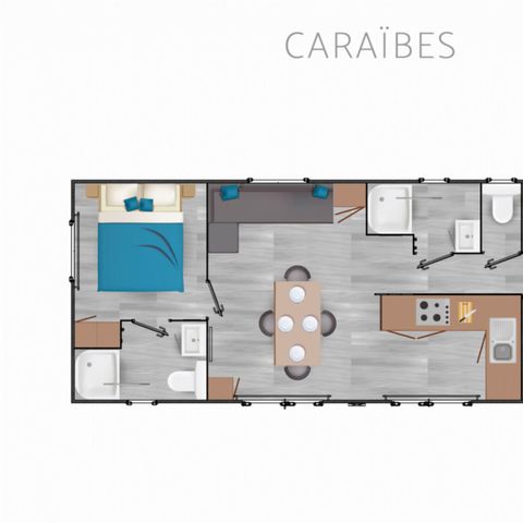 MOBILE HOME 8 people - Premium Caraïbes - 6/8Pers 3Ch 2Sde 40m2