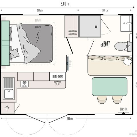 MOBILE HOME 2 people - Mobil-Home Confort 22m² - 1 bedroom + semi-covered terrace 12m² + TV + Air-conditioning -