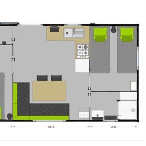 Mobile home 4 persons - IBIZA 27m² - 2 bedrooms - Covered terrace