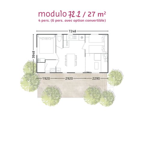 MOBILE HOME 6 people - "BAHIA MODULO Confort +" - 27m² - 4/6 people - 2 bedrooms - Covered terrace