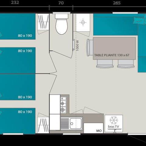 Mobile home 6 persons - BAHAMAS CONFORT 34m² - 3 bedrooms - Covered terrace - Dishwasher