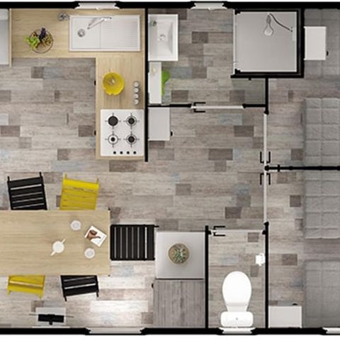Mobile home 6 persons - PREMIUM 36m² - 3 bedrooms - 2 bathrooms - Covered terrace