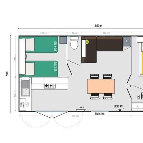 MOBILE HOME 4 people - MOBIL HOME CONFORT + SAM 2 bedrooms induction hob dishwasher hairdryer toaster kettle television fridge