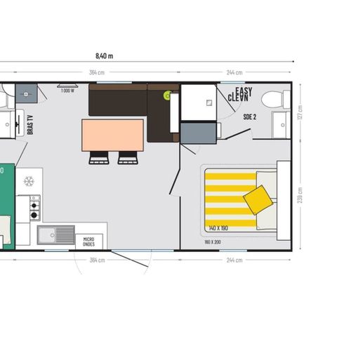 MOBILE HOME 4 people - Comfort Plus: 2 Bedrooms, 2 Bathrooms