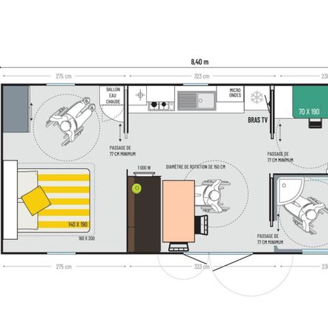 Mobile home 4 persons - PMR (Person with Reduced Mobility) 2 Bedrooms