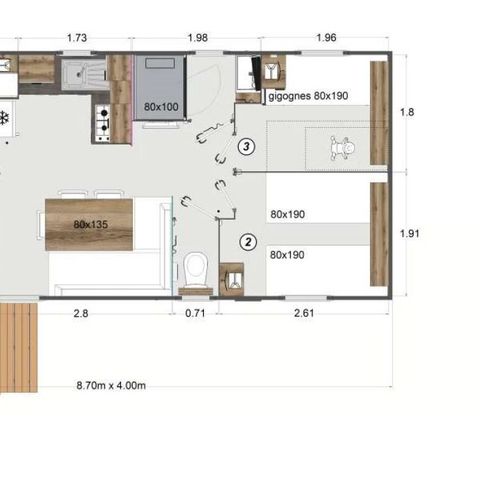 MOBILE HOME 6 people - HIVA 3 BEDROOMS SLEEPS 6