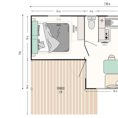 MOBILE HOME 4 people - 2 clovers 2 bedrooms 1 bathroom