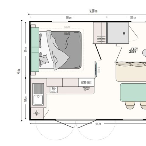 MOBILE HOME 2 people - 3 clovers 1 bedroom 1 bathroom