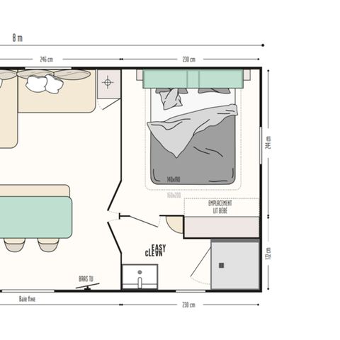 MOBILE HOME 4 people - 3 clovers 2 bedrooms 1 bathroom