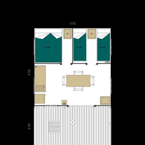 CANVAS BUNGALOW 4 people - JUNGLE LODGE without sanitary facilities, without water