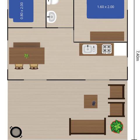 CANVAS AND WOOD TENT 4 people - Sanitary safety