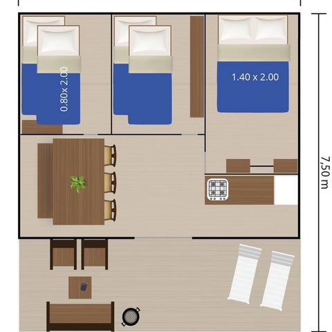 CANVAS AND WOOD TENT 6 people - Safari tent Lodge (6P)
