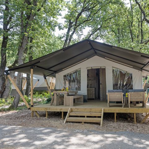 CANVAS AND WOOD TENT 6 people - Safari tent + sanitary (6P) 