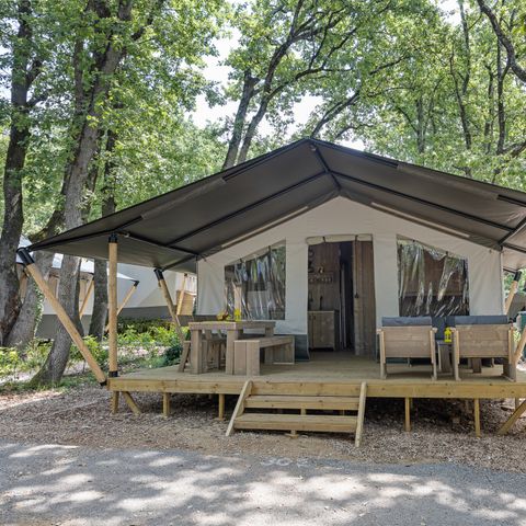CANVAS AND WOOD TENT 6 people - Safari tent + sanitary (6P) 