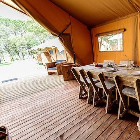 TENT 6 people - Tente Safari Lodge | 3 Ch. | 6 Pers. | Raised terrace | 1 Bathroom | Clim.