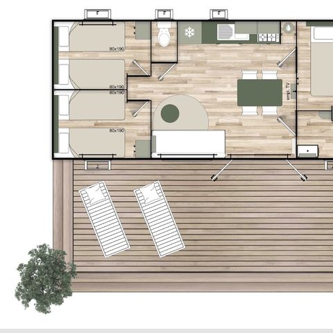 MOBILE HOME 2 people - Mobilhome 3 - 35m² - 3 bedrooms PRICE FOR 2 PEOPLE