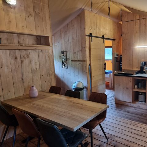 Canvas and wooden tent 6 persons - Luxury incl. sanitary facilities