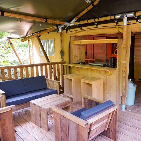 Canvas and wooden tent 6 persons - incl. lakeside sanitary facilities