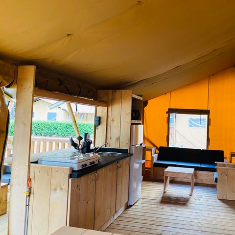 Canvas and wooden tent 6 persons - incl. lakeside sanitary facilities