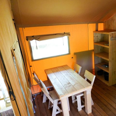 Canvas and wooden tent 5 persons - incl. lakeside sanitary facilities
