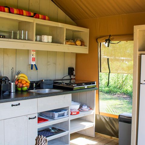 Canvas and wooden tent 6 persons - Tent Lodge Prestige Plus - 2 bedrooms - 1SDB - 35m²
