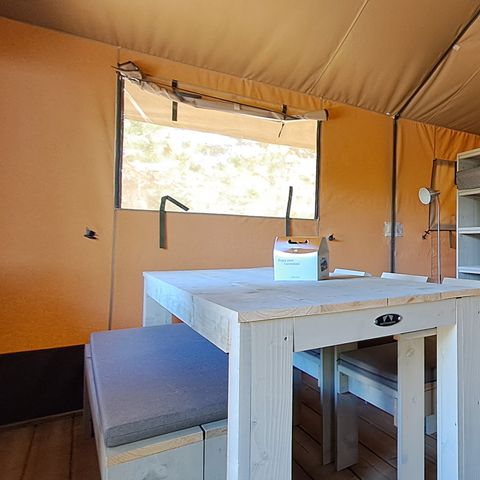 Canvas and wooden tent 6 persons - Tent Lodge Prestige Plus - 2 bedrooms - 1SDB - 35m²