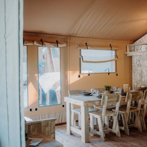 CANVAS AND WOOD TENT 5 people - Wood Prestige Plus 5pers 2ch 1SDB 38m² Tent