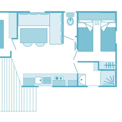 Mobile home 5 persons - Prestige 32m² 2 bedrooms - air conditioning