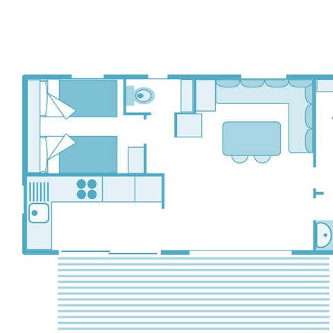 Mobile home 5 persons - Prestige Plus 32m² 2 bedrooms - air-conditioned