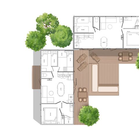 Mobile home 10 persons - Mobile-home Sunelia Luxe 65m² 5 bedrooms - Air-conditioned