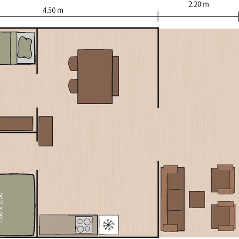 CANVAS AND WOOD TENT 4 people - Safari tent Lodge + airco (5P) 