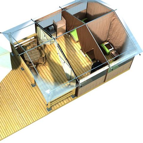 CANVAS AND WOOD TENT 5 people - Lodge VICTORIA 30m² - Luxury finish (Saturday to Saturday)
