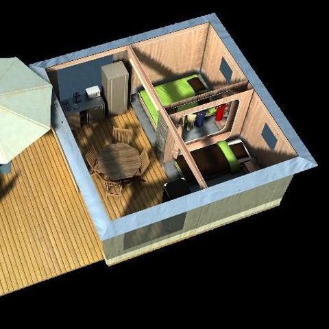 Glamping tent 4 persons - CARAIBES 20m² 2 bedrooms (Wednesday to Wednesday)